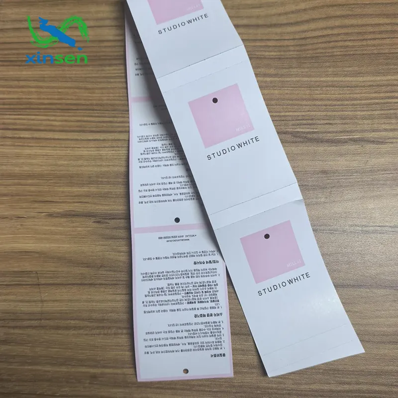 Etichetta per appendere la moda con stampa personalizzata su entrambi i lati