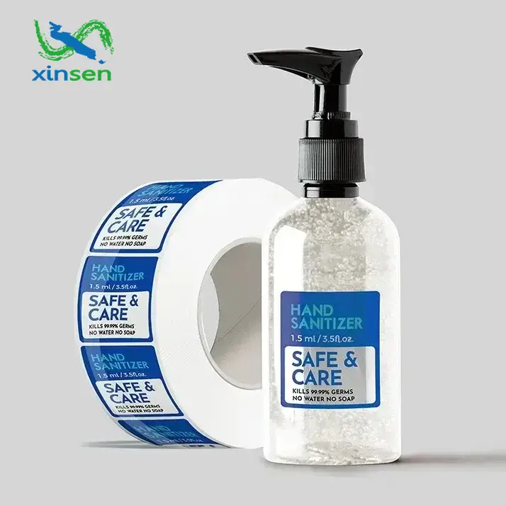 Etichette impermeabili per disinfettante per le mani